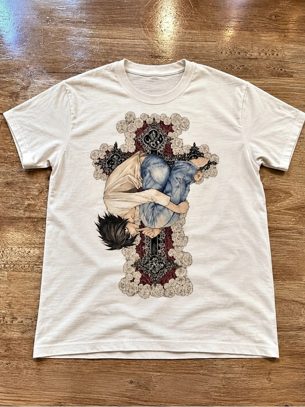 Death Note L Anime Graphic T-Shirt in OffWhite Color